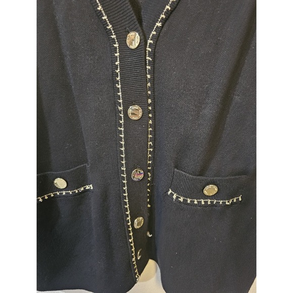 Anne Klein black And Gold Size Medium Cardigan Sweater - Picture 4 of 8